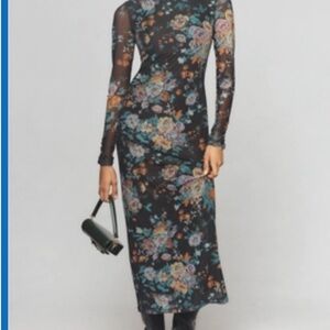 Anthropologie Black Floral Long Sleeve Dress